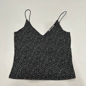 Gaze Leopard Print Cami Small Black White Spaghetti Strap Tank